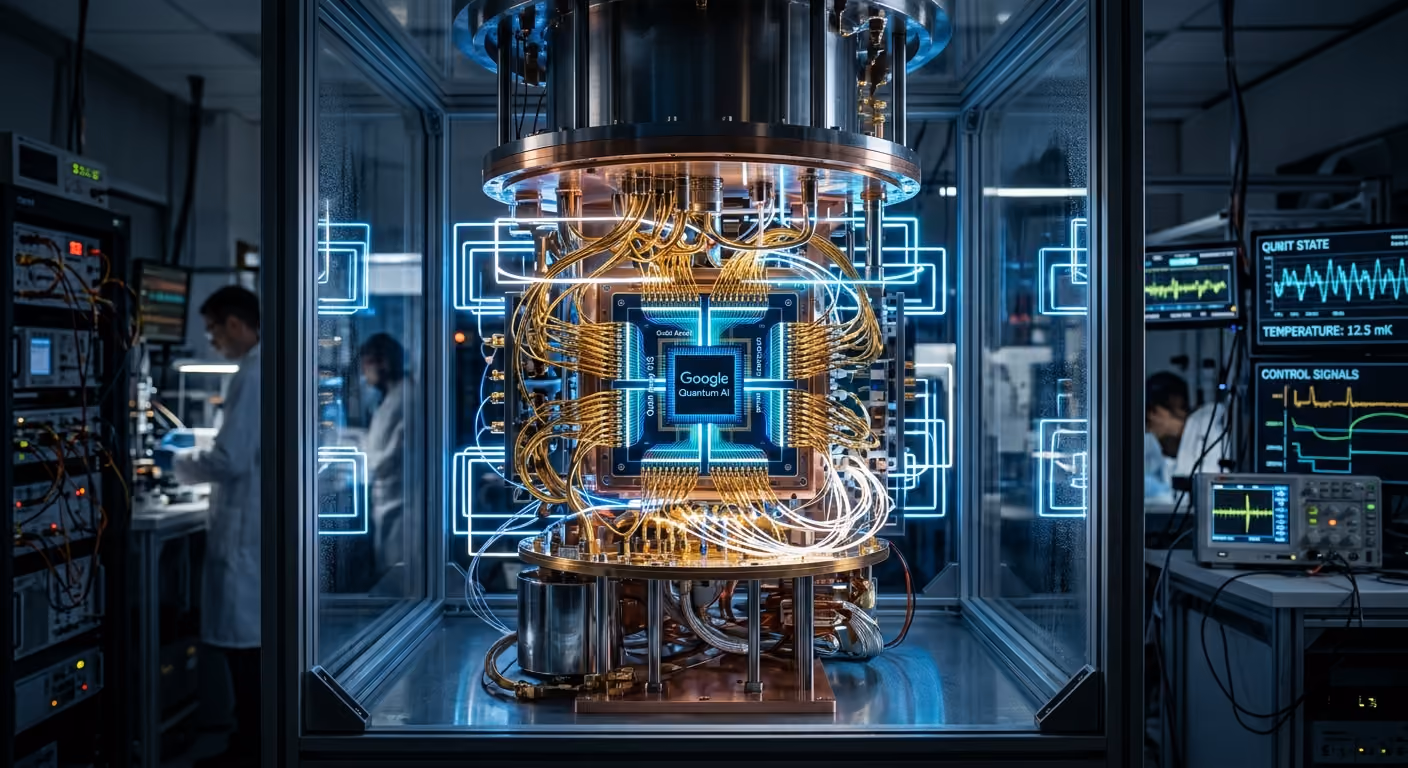 Cover photo for Google Slashes Quantum Error Rates, D-Wave Lands in Italy, and IBM Harnesses AI for QEC Chips